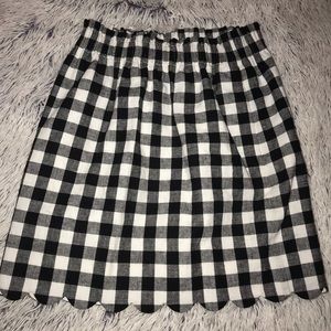 J.Crew Black + White Scallop Skirt